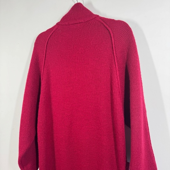 Vintage Elegant Pinkish Red Wool Mohair Blend Long Maxi Cardigan Oversized Coat - Picture 11 of 15